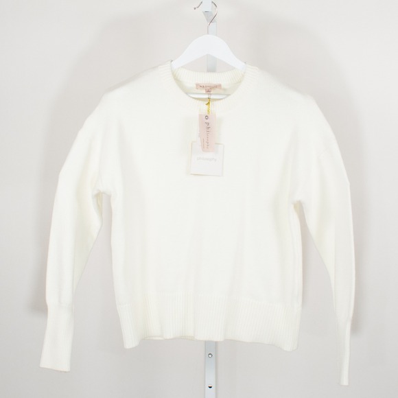 Philosophy Republic Clothing Sweaters - Philosophy Republic Clothing Women Cream Ribbed Knit Crew Neck Sweater Size L